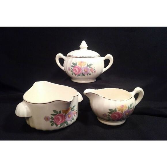 SALE 6 Pc 1940's WS GeorgeChina Serving Set in Romance White w Floral Gold Trim - Picture 10 of 12